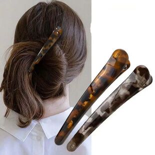2Pcs Large Leopard Long Acrylic Hair Clips for Women Duckbil