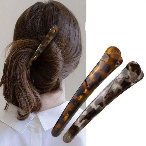 2Pcs Large Leopard Long Acrylic Hair Clips for Women Duckbil
