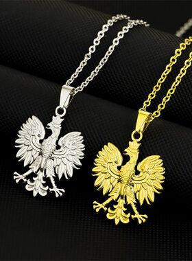 Poland Symbol Eagle Pendant Necklaces Gold Silver Color Poli