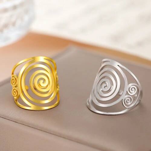 Fashion Stainless Steel Swirl Spiral Ring Adjustable Fashion