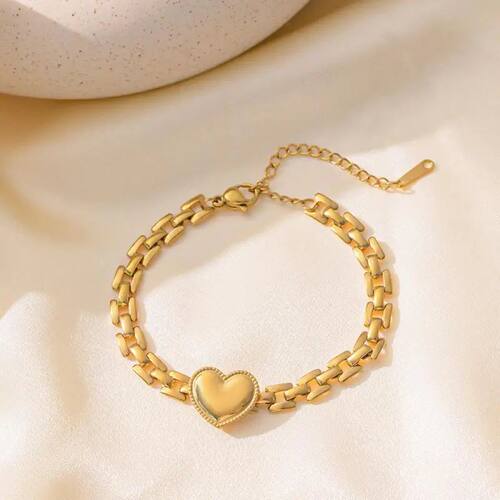 Classic Stainless Steel Heart Love Bracelet for Women Punk G