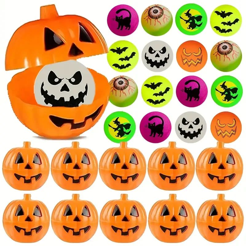 20/40Pcs Halloween Glow in The Dark Bouncy Balls with Pumpki