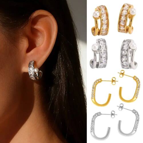 Stainless Steel Geometric Square Earrings cate Design Imitat