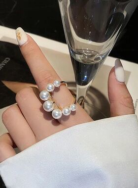 GUFTM Fashion Minimalist Pearl Beaded Rings for Women Korean