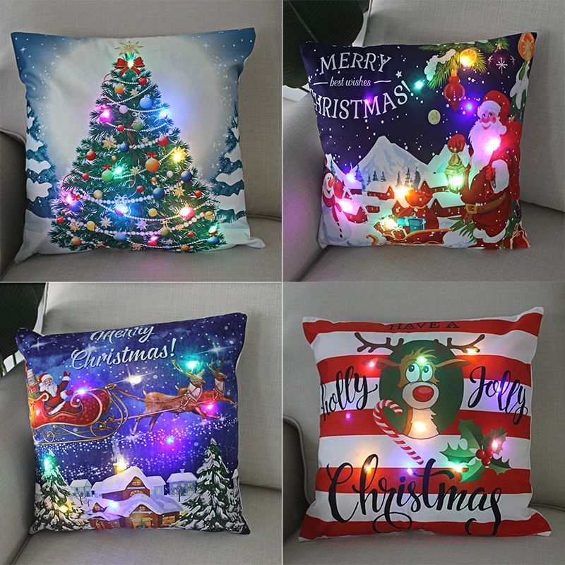 Christmas Decoration 2023 LED Pillowcase 45cm Pillow Cushion