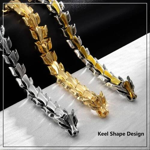 New Grunge & Punk Dragon Bracelet Men's Keel Silver Dragon H
