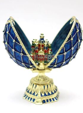 Russia Easter Egg Style Trinket box Hinged Hand Painted Fabe