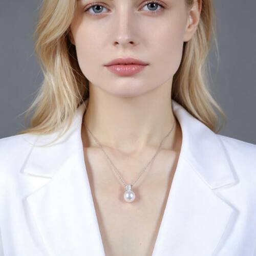 Square Crystal Pearl Necklace Earrings Set Minimalist Sparkl