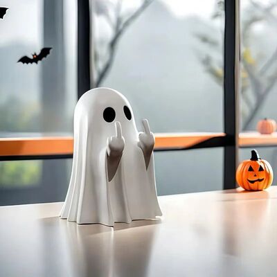 Middle Finger Cute Ghost Statue, Ghosts Small Scary Ghost Fi