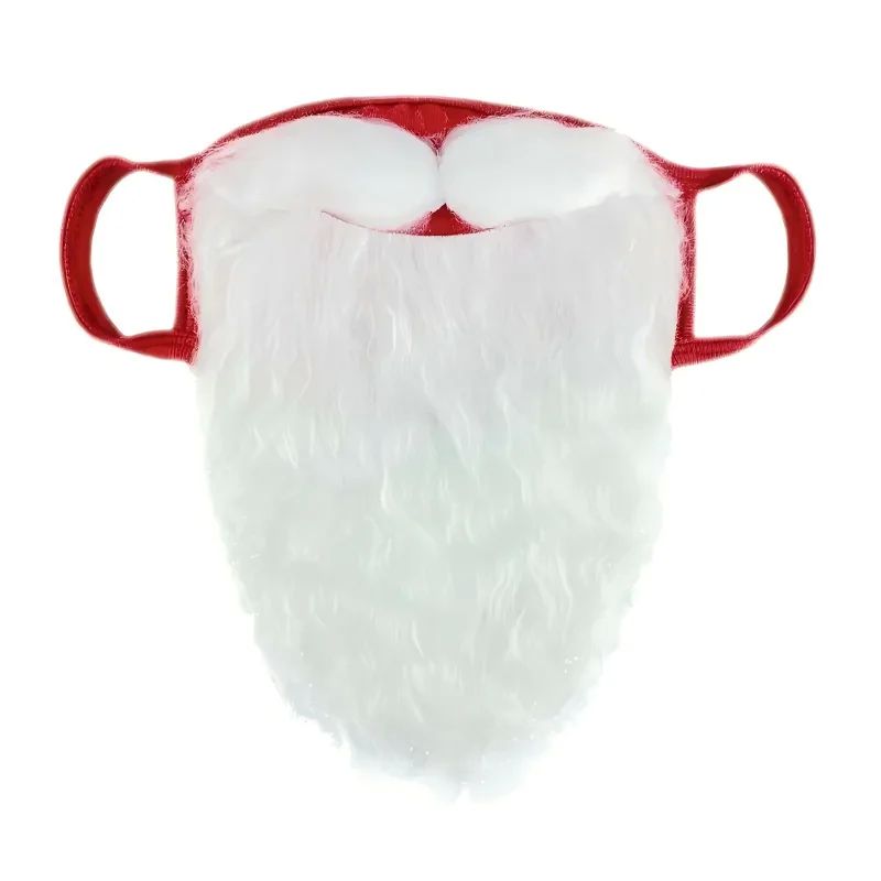 Christmas Beard Mask Holiday Prank Red White Beard Mask Sant