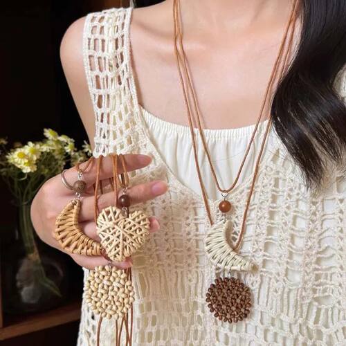 Ethnic Style Heart Moon Weave Necklaces for Women Bohemia Ha