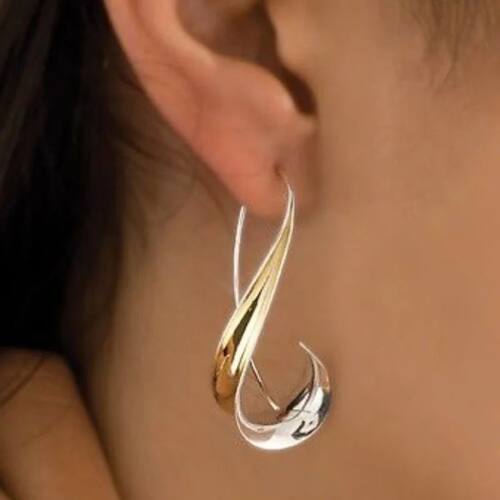 Simple Fashion Silver Color Metal Geometry Glossy Surface Da