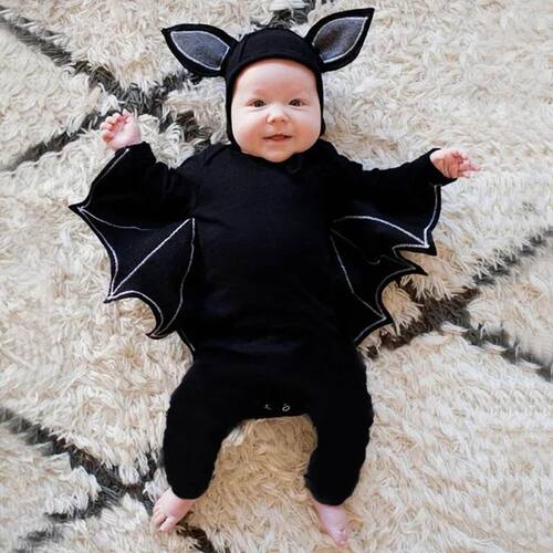 Halloween Baby Black Bat Costume Cosplay Romper Jumpsuit Inf