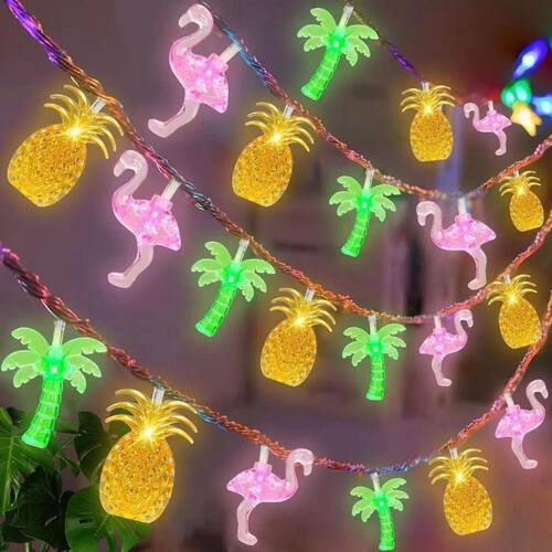 Tropical LED String Lights, Flamingo Pineapple Palm e Shaped
