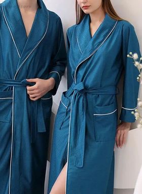 Plus Size 5XL Hotel Couple Bathrobe Long Sleeved Robe Kimono