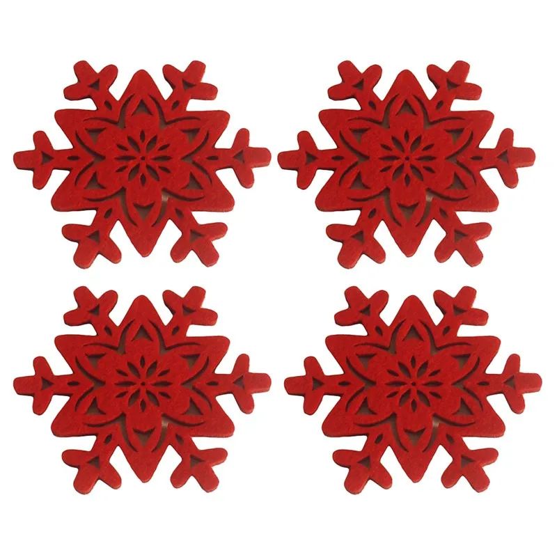 4/8/12Pcs Christmas Circular Coaster Shape of Snowflake Chri