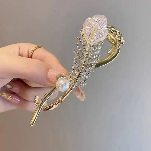 Metal Feather Twist Hairpin for Women Luxury Rhinestone Imit