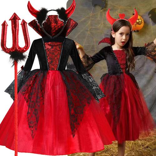 Girls Cosplay Vampire Halloween Dress For Kids Ghost Bride G