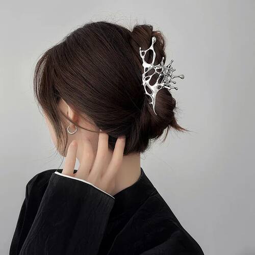 Y2k Geometric Claw Clips Women Large Metal Silver Color Kore