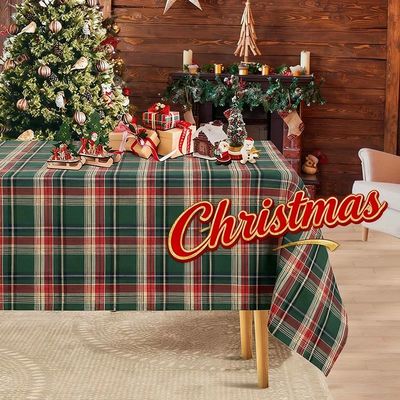 Christmas Checkered Tablecloth Rectangular/Round Buffalo Pla