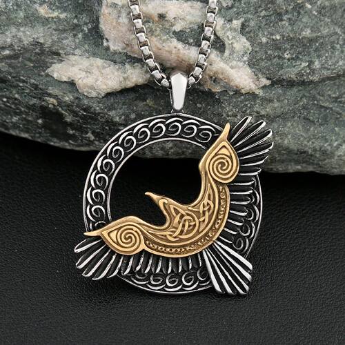 Norse Mythology Eagle Necklace Stainless Steel Viking Odin R