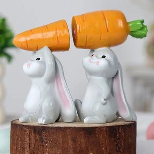 Resin Bunnies Figurine Easter Rabbit Statue Indoor Easter De
