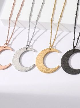 Ins personalized high-end niche text moon pendant necklace f