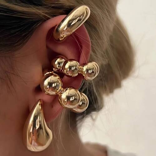Punk C-Shaped Non Piercing Gold Color Clip Earring Chunky Ea