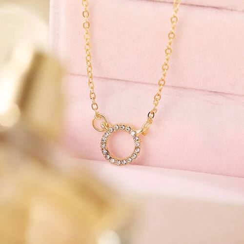Simple Crystal Circle Pendant Necklace, Gold Color ndy & Ele