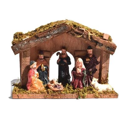 Christmas Manger Scene Set Nativity Stable House with Figure