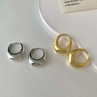 2026 Fashion Metal Geometric Chunky Hoop Earrings For Women