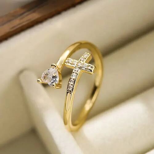 Adjustable Cross Open Ring for Women Girls, Cubic Zirconia R