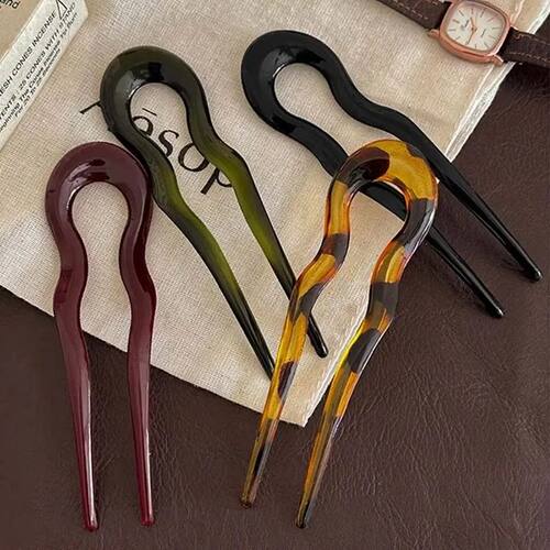 U-Shaped Hair Fork Fashion Tortoiseshell Acetate Hairpin Geo
