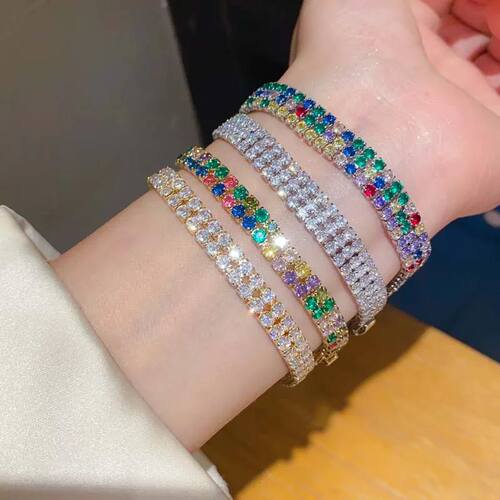 Luxury Rainbow Colorful Zircon Bracelet for Women Girls Spar