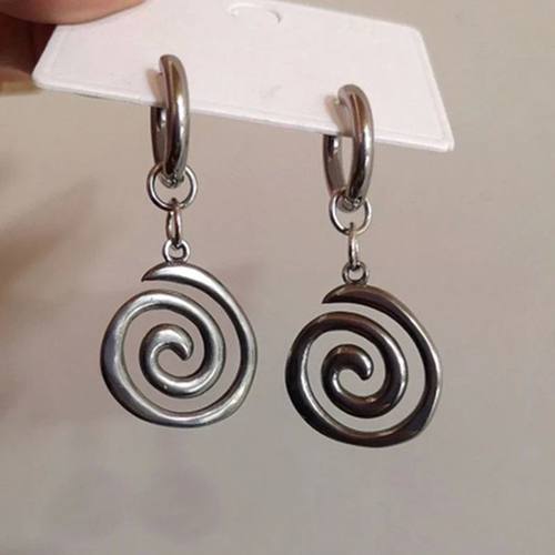 Grunge Jewelry Stainless Steel Swirl Earrings Cool Korean Ch
