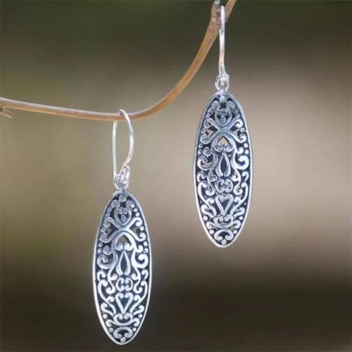 Ethnic Silver Color Geometry Earrings Vintage Bohemian Metal