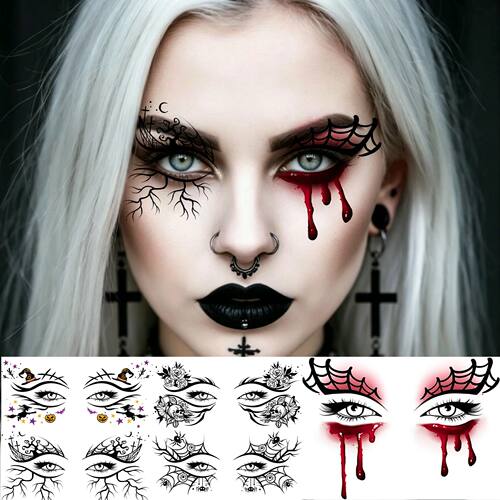 5 Sheets Halloween Spider Witch Blood Vessels Bleeding Eye T