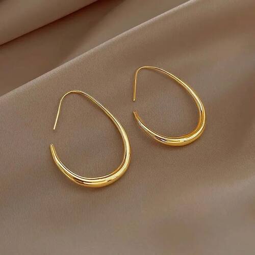 Fashion Gold Silver Color Geometric Oval Hoop Earrings For W
