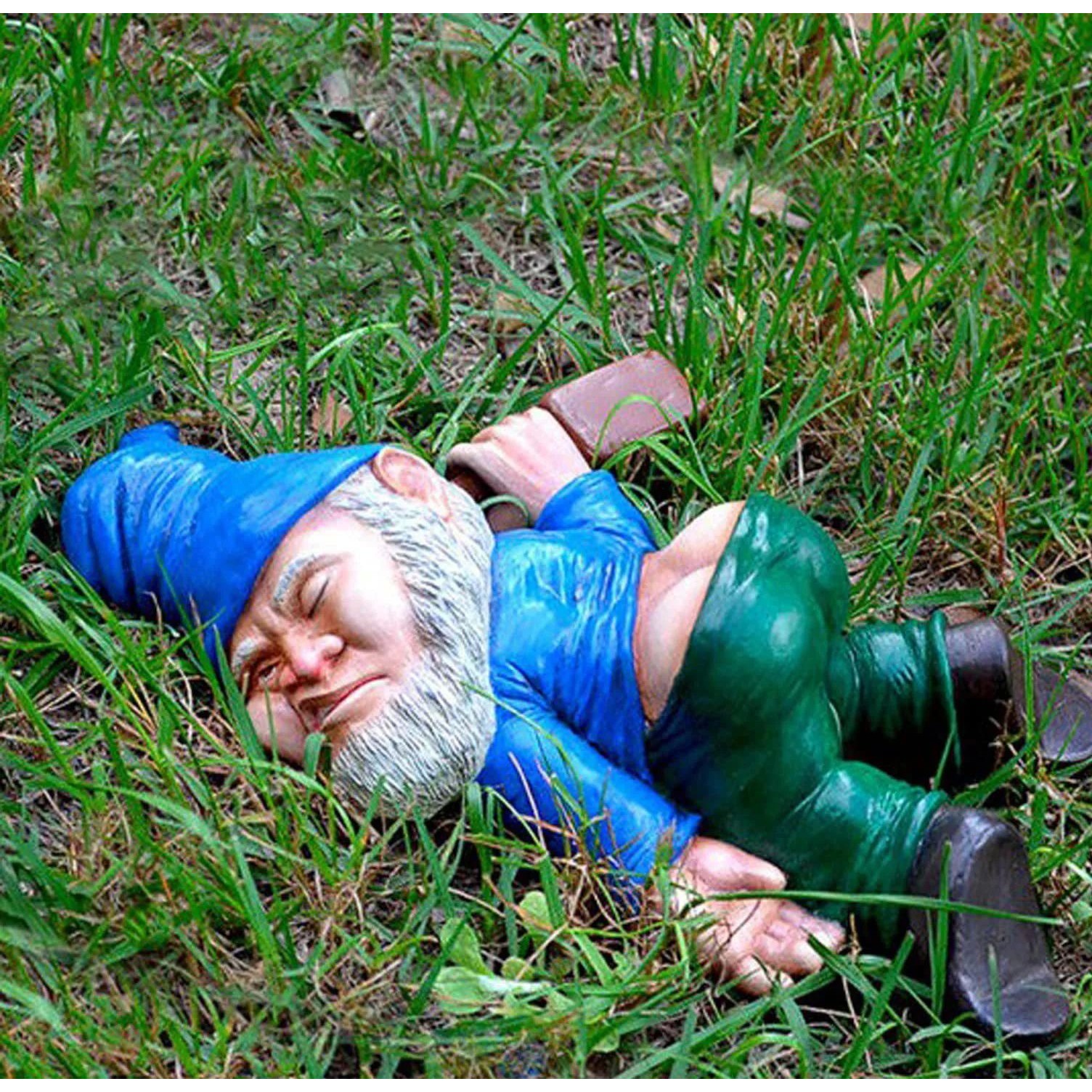 15CM Christmas Drunken Garden Gnome Funny Resin Statues for