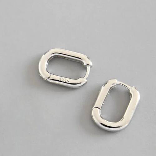Geometric Silver Hoop Earrings for Women S925 Sterling Plata