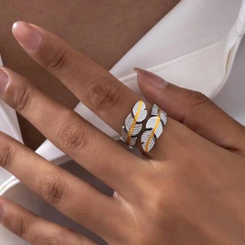 Stainless Steel Gold Silver Color Leaves Rings for Women Men