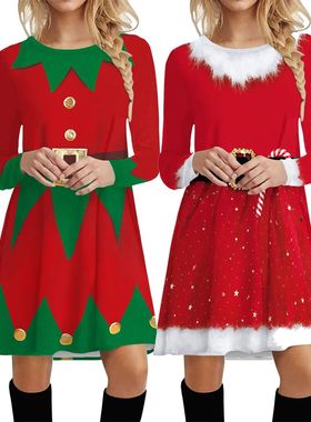 Women Dress Santa Claus Cosplay Costume Phantasy Elf Christm
