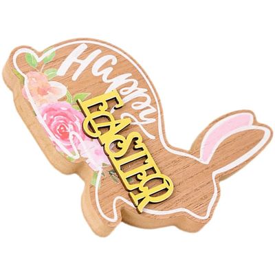 Easter Wooden Table Sign Cute Bunny Desktop Decoration for H