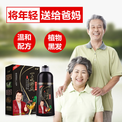 汉丰灵芝七味一支黑染发剂植物禅洗一洗黑润黑露泡泡染黑染发膏