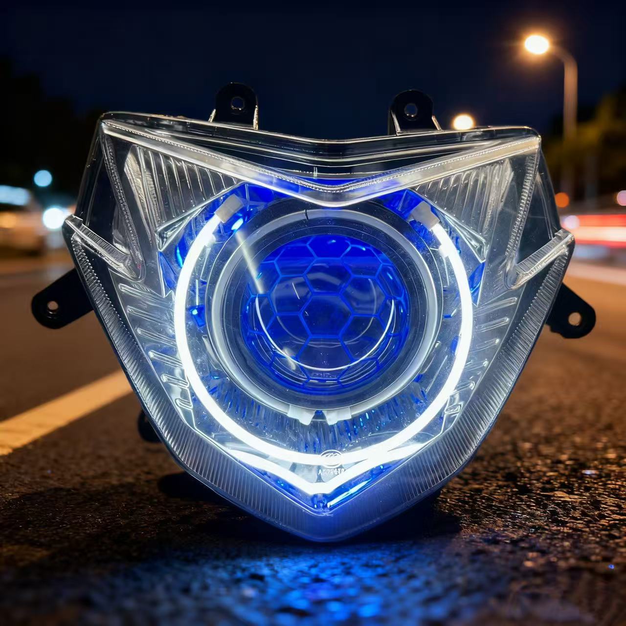 鬼火战速三代大灯总成改装Q5海5LED双光透镜 天使眼恶魔眼 氙气灯