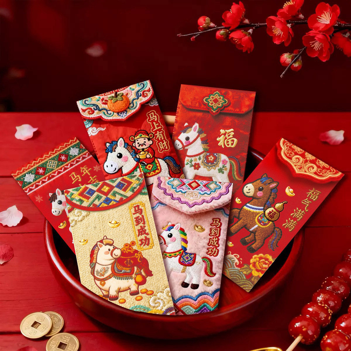 马年红包2026新款卡通彩绘刺绣新年儿童压岁新春过年通用利是封,节庆用品/礼品,红包/利是封,淘宝优惠券,粉丝福利购,淘宝优惠卷