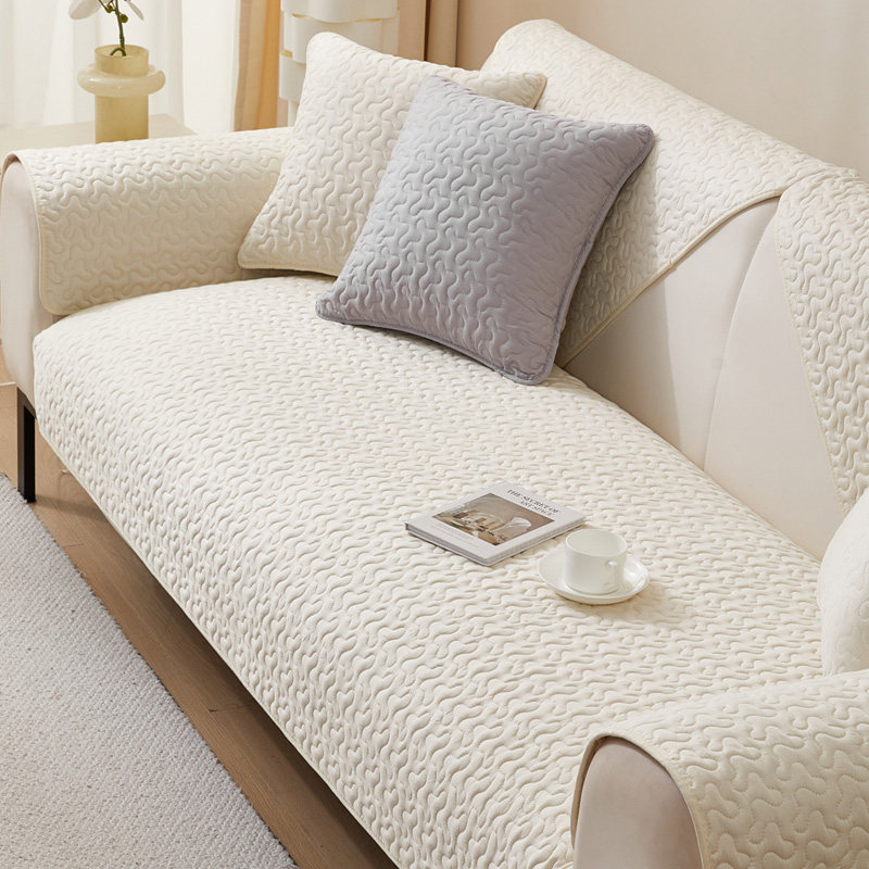 纯色北欧简约全棉布艺防滑沙发垫四季通用客厅纯棉坐垫沙发巾套罩