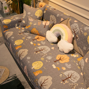 繁花 四季通用全棉防滑沙发垫北欧简约布艺坐垫沙发套全包万能套