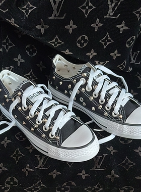 黑色35码低帮尖钉帆布鞋大码男女休闲鞋柳丁鞋断码处理现货秒发