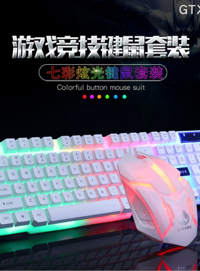 力镁GTX300发光悬浮游戏键盘鼠标套装机械手感网吧套电脑配件促销